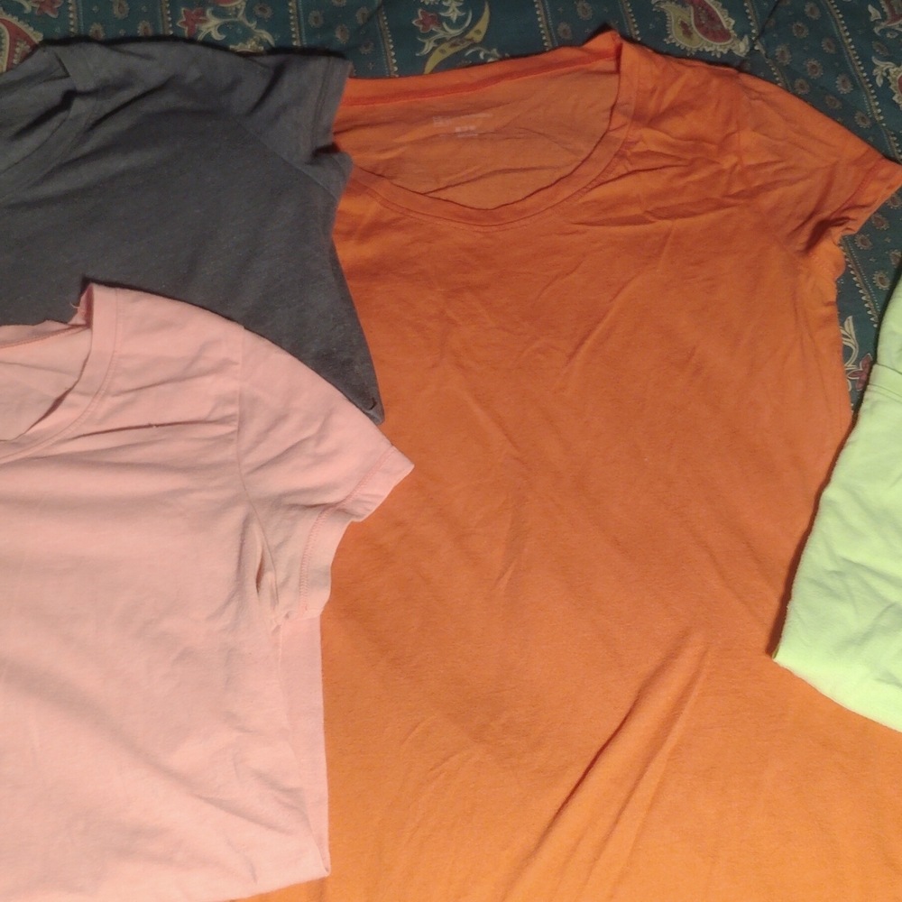 Women's Casual T-Shirt Set - Orange, Pink, Gray, Green